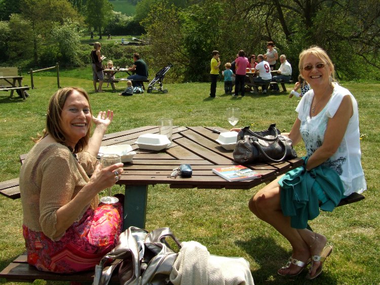Diana and Sylvia in the garden at The Waterman