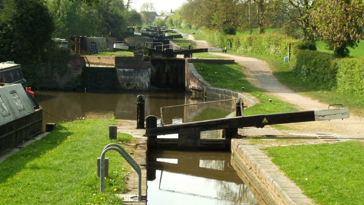 Looking up the Lapworth Flight from Bridge 33