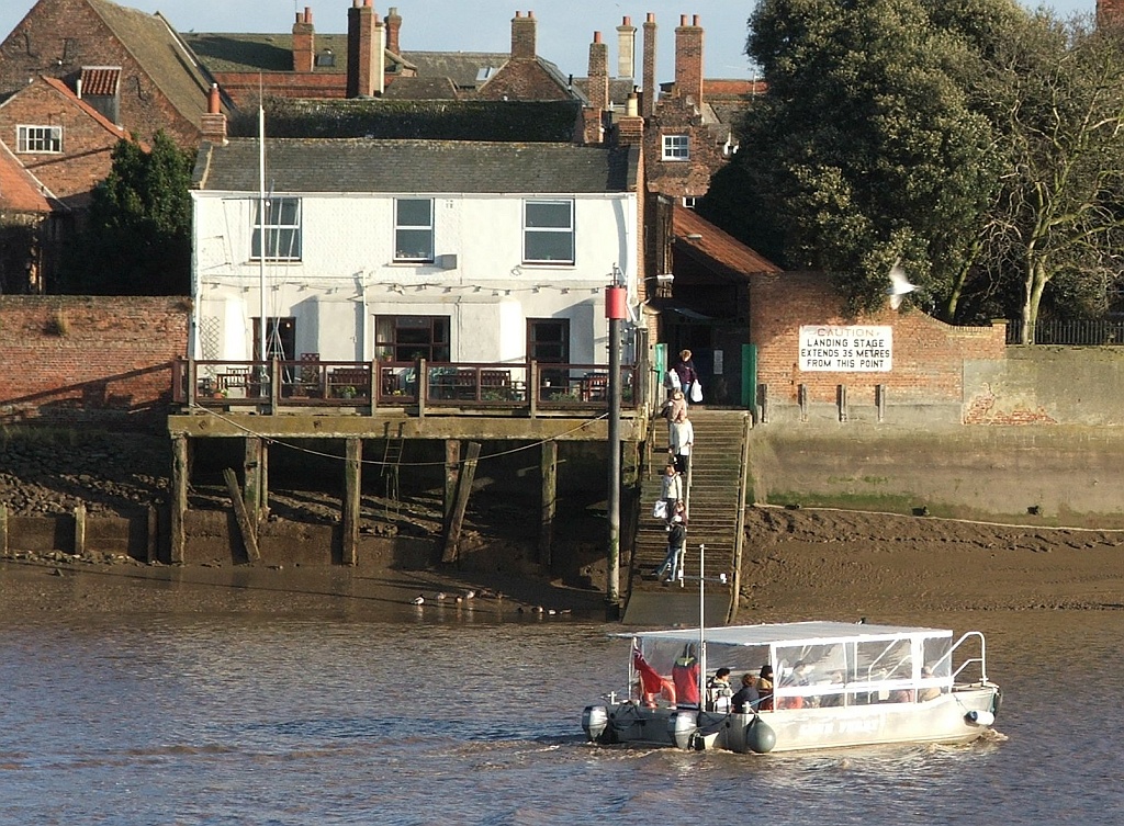 The ferry approaches the landing stage.