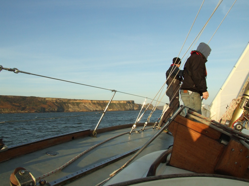 Cliffs from a heeling boat