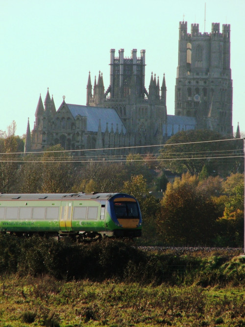 Ely Cathedral and train