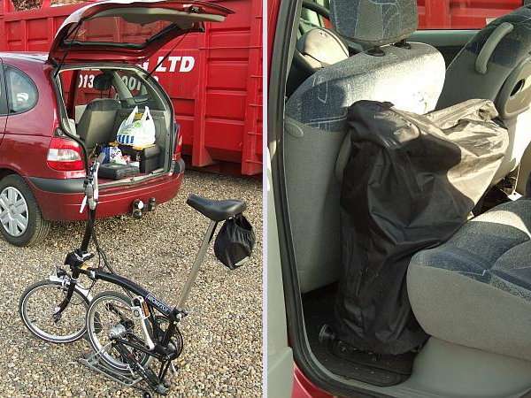 Semi-folded bike and bike in car